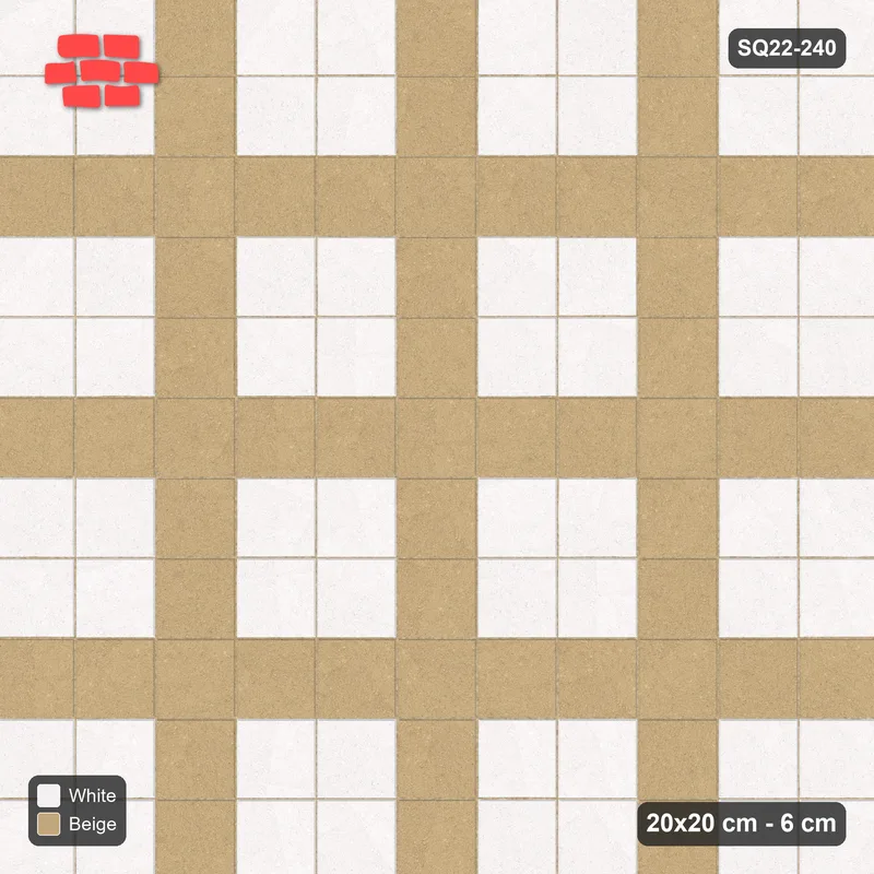 Interlock (Pasco) 20x20 cm · SQ22-240 · Plaza Grid in Kerb Frame · Top view