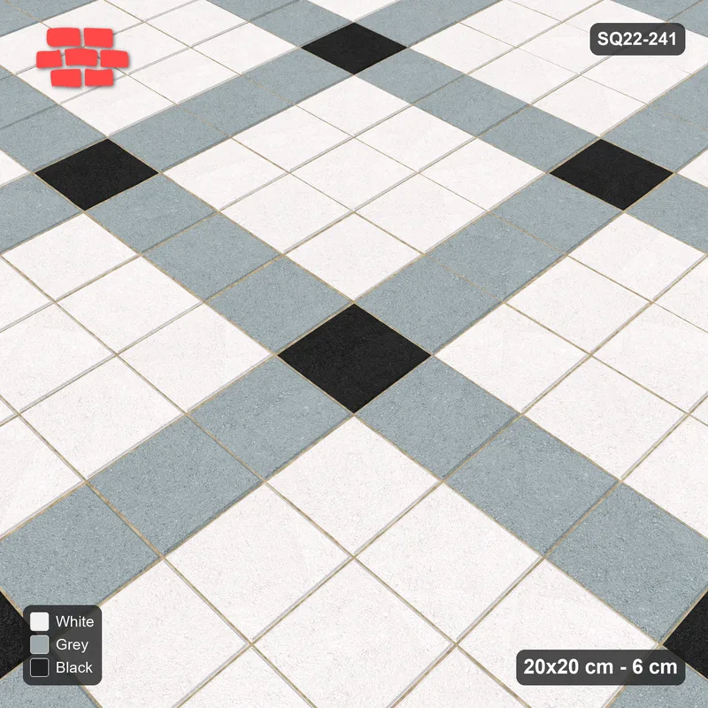 Interlock (Pasco) 20x20 cm · SQ22-241 · Corner-Accent Grid in Kerb Frame · Side view
