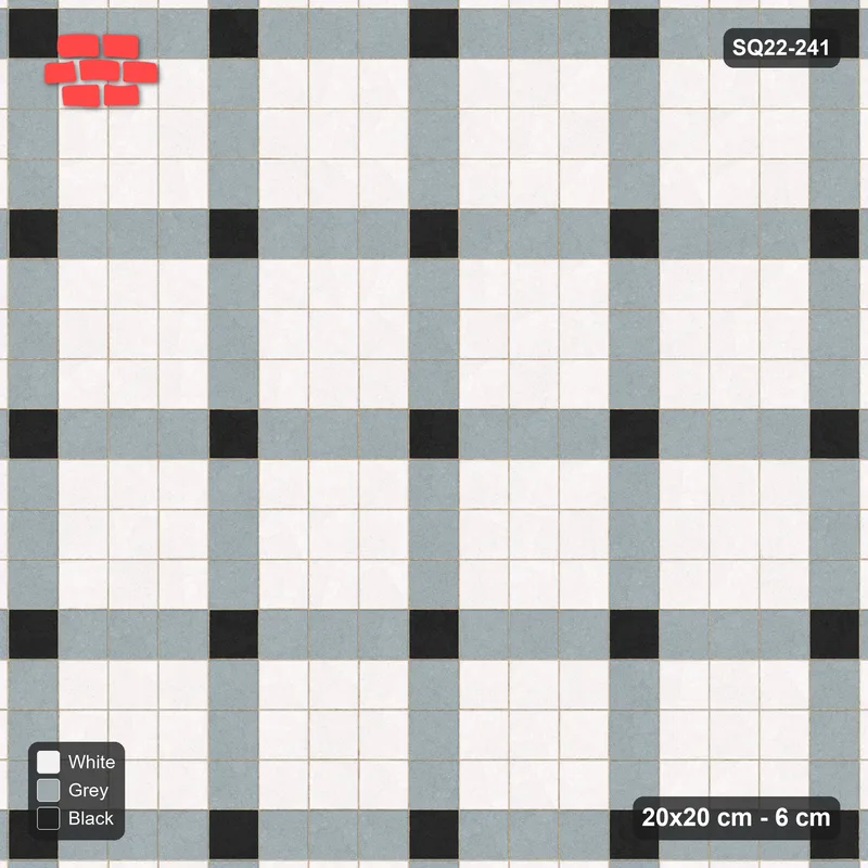 Interlock (Pasco) 20x20 cm · SQ22-241 · Corner-Accent Grid in Kerb Frame · Top view