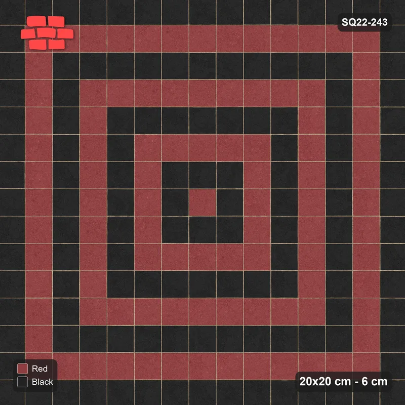 Interlock (Pasco) 20x20 cm · SQ22-243 · Rings in Kerb Frame · Top view