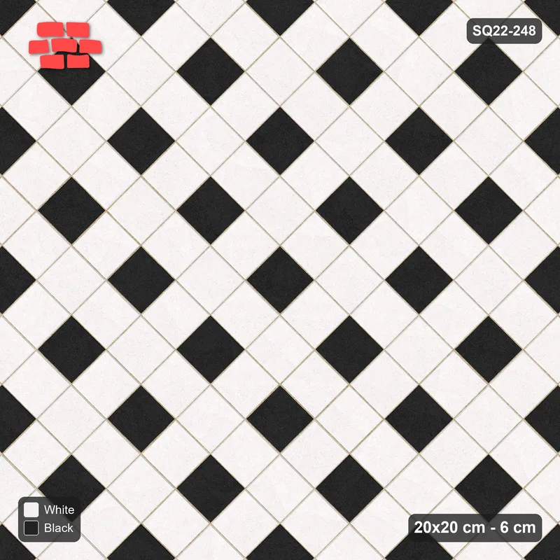 Interlock (Pasco) 20x20 cm · SQ22-248 · Harlequin Diamonds in Kerb Frame · Top view