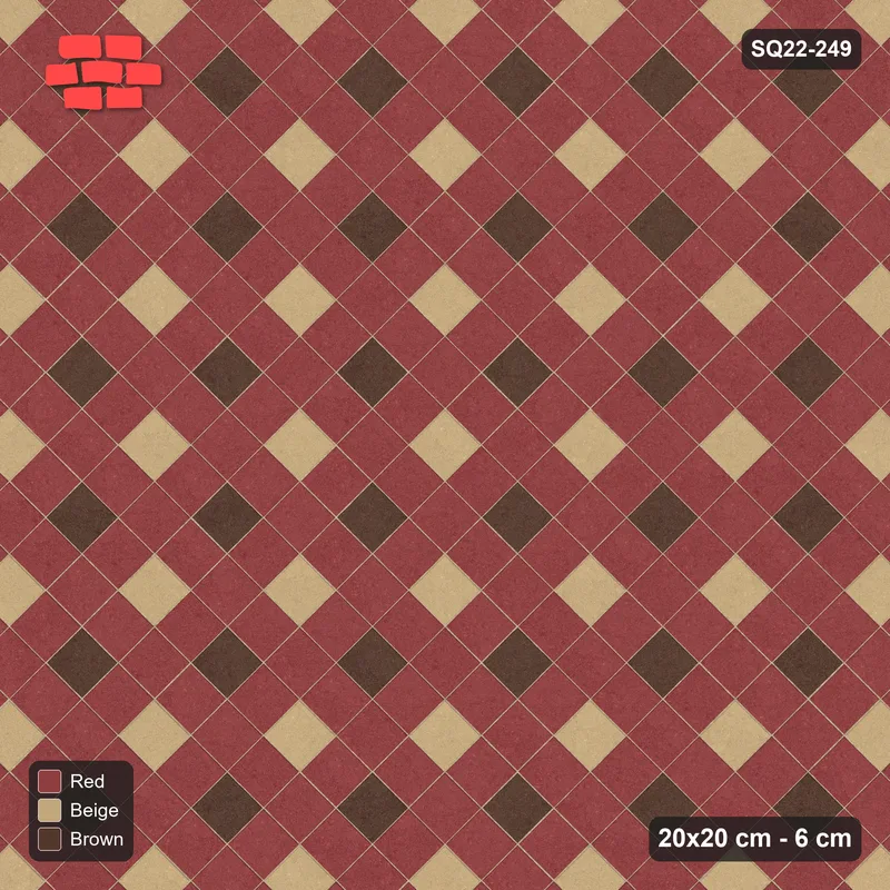 Interlock (Pasco) 20x20 cm · SQ22-249 · Harlequin Diamonds in Kerb Frame · Top view