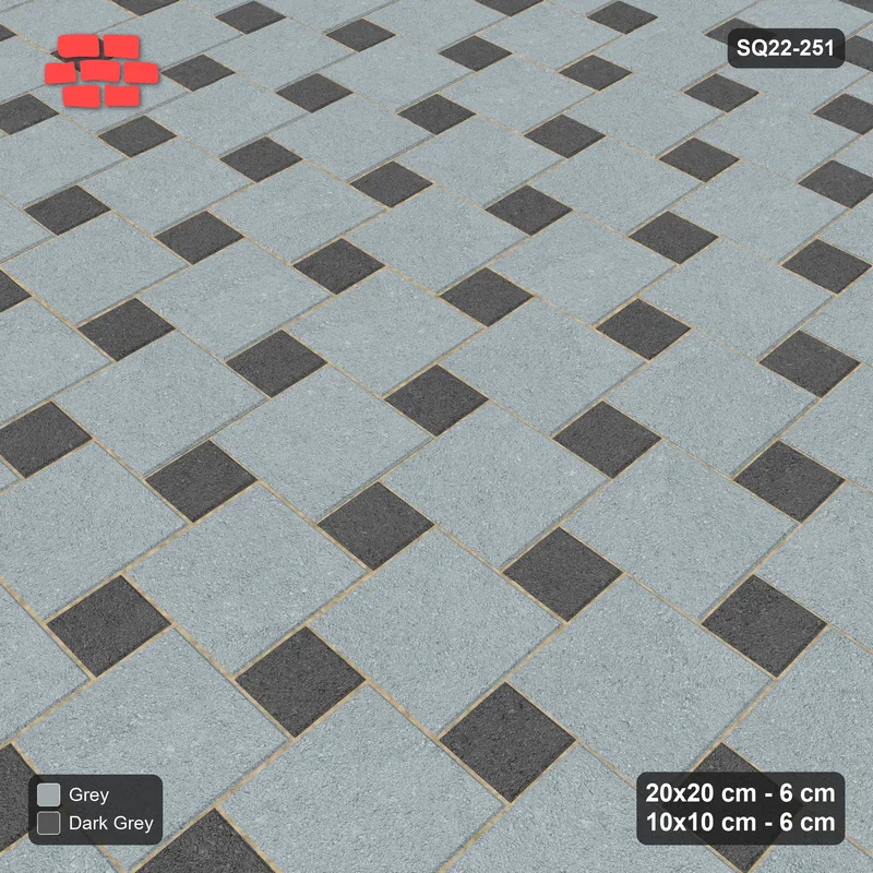 Interlock (Pasco) 20x20 cm · SQ22-251 · Offset Lattice, Solid Squares - Charcoal Edge, 300 cm · Side view