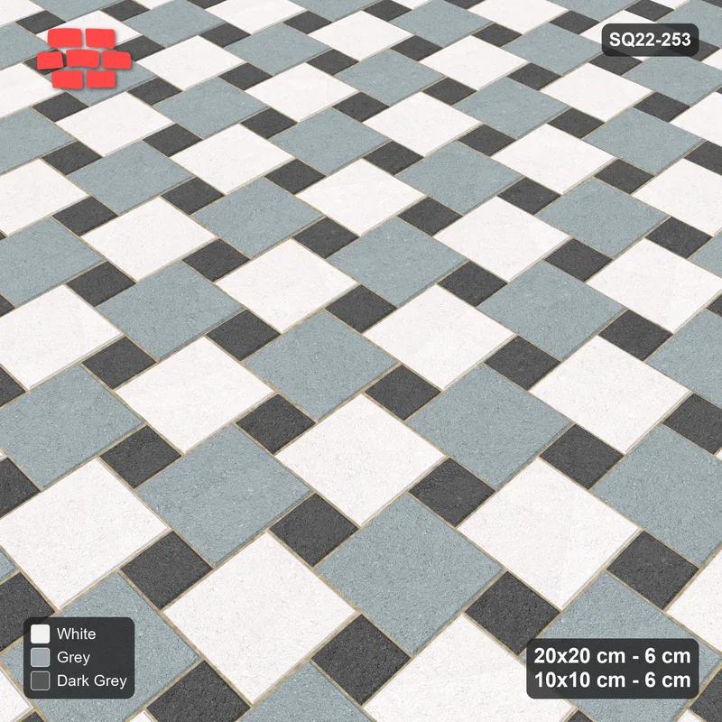 Interlock (Pasco) 20x20 cm · SQ22-253 · Offset Lattice, Alternating Squares - Monochrome · Side view