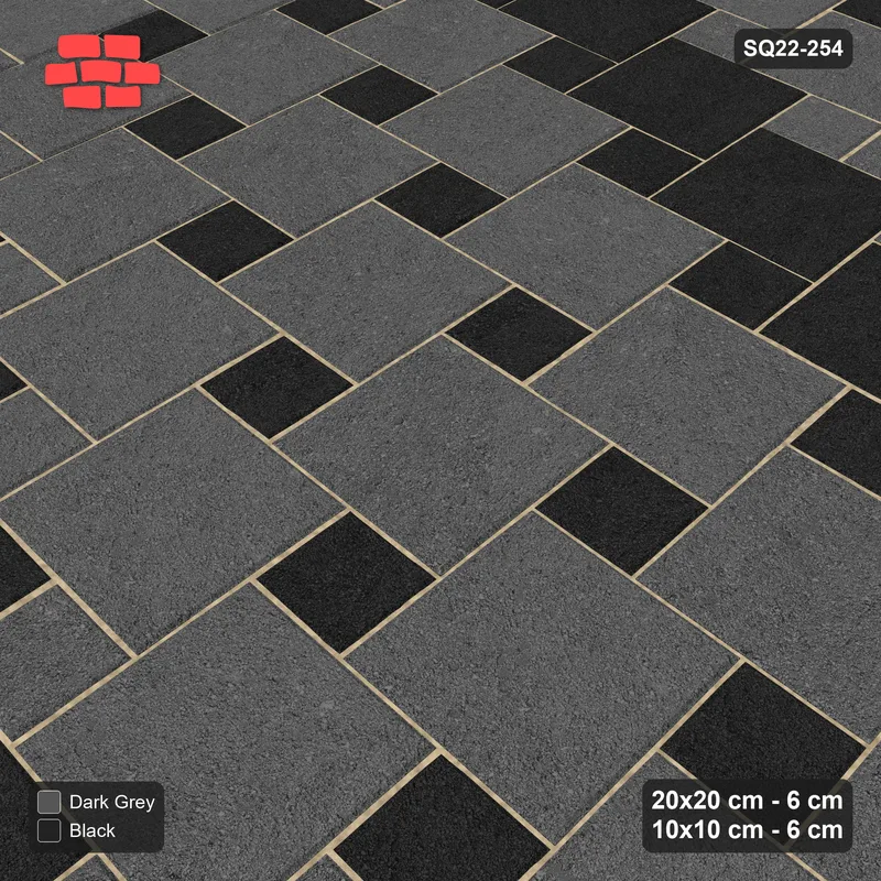 Interlock (Pasco) 20x20 cm · SQ22-254 · Offset Lattice, Banded Squares, Kerb Frame - Night Sky · Side view