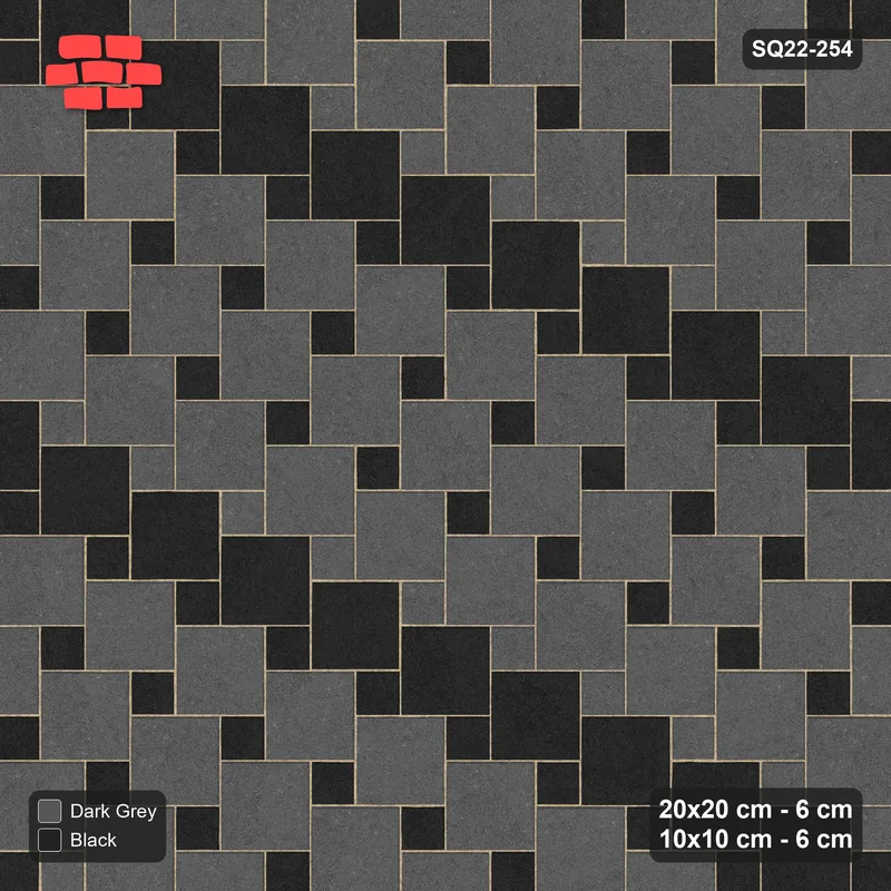 Interlock (Pasco) 20x20 cm · SQ22-254 · Offset Lattice, Banded Squares, Kerb Frame - Night Sky · Top view
