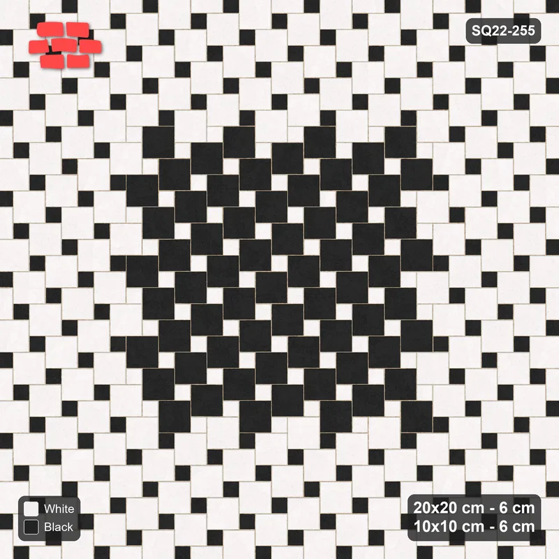 Interlock (Pasco) 20x20 cm · SQ22-255 · Offset Lattice, Centre Medallion - Contrast, 350 cm · Top view