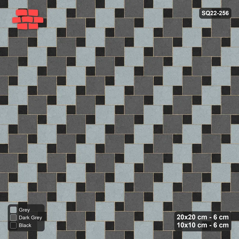 Interlock (Pasco) 20x20 cm · SQ22-256 · Offset Lattice, Diagonal Stripes - Graphite Scale · Top view