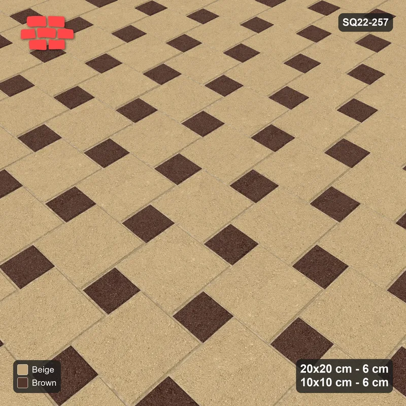 Interlock (Pasco) 20x20 cm · SQ22-257 · Offset Lattice, Solid Squares - Sandstone · Side view