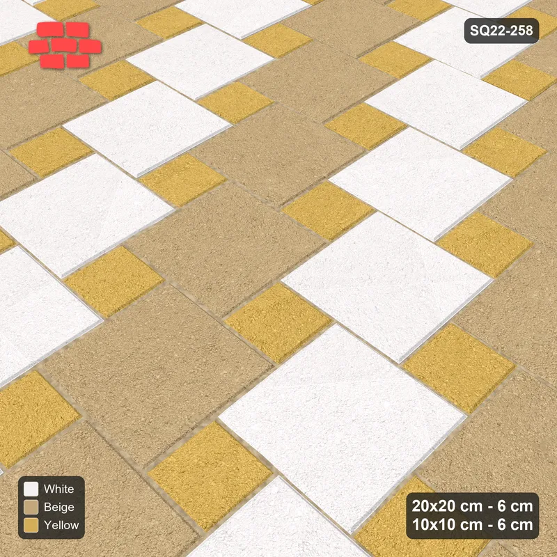 Interlock (Pasco) 20x20 cm · SQ22-258 · Offset Lattice, Diagonal Stripes, Kerb Frame - Golden Sand · Side view