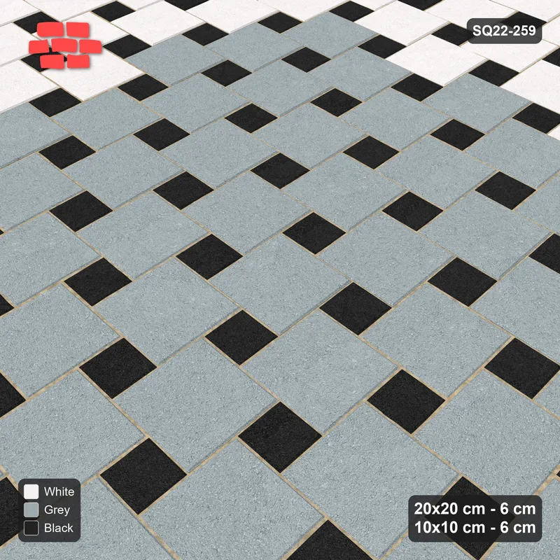 Interlock (Pasco) 20x20 cm · SQ22-259 · Offset Lattice, Centre Medallion - Tuxedo · Side view