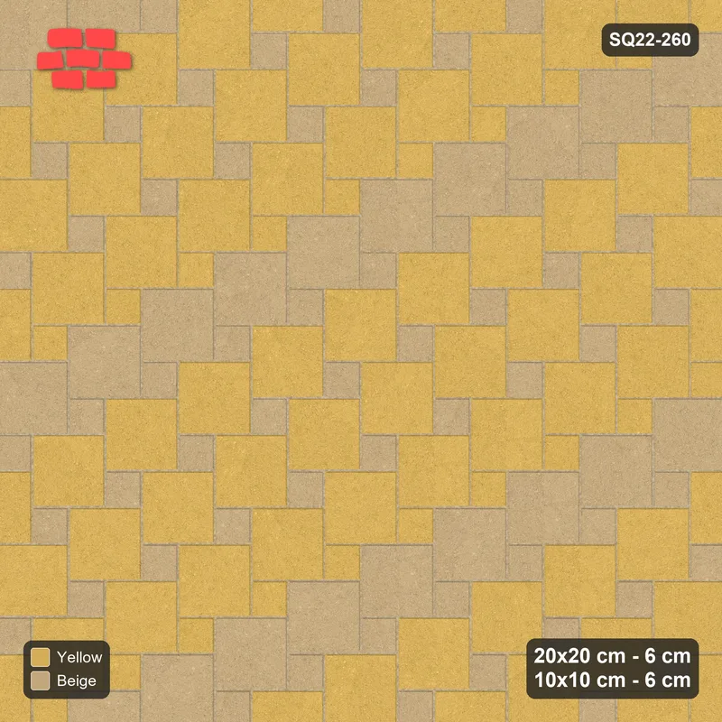 Interlock (Pasco) 20x20 cm · SQ22-260 · Offset Lattice, Banded Squares - Desert Sun · Top view