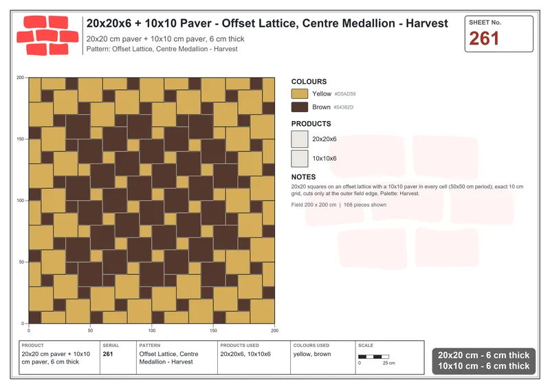 Interlock (Pasco) 20x20 cm · SQ22-261 · Offset Lattice, Centre Medallion - Harvest · Laying plan Interlock (Pasco) 20x20 cm · SQ22-261 · Offset Lattice, Centre Medallion - Harvest · Laying plan