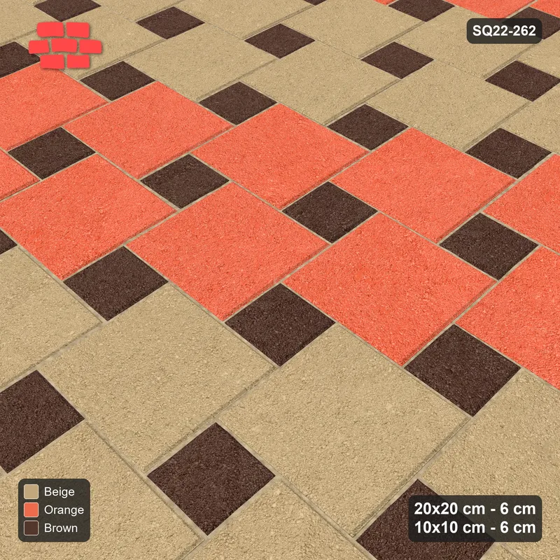 Interlock (Pasco) 20x20 cm · SQ22-262 · Offset Lattice, Wide Stripes, Kerb Frame - Autumn · Side view