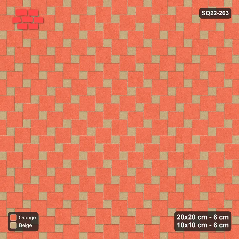 Interlock (Pasco) 20x20 cm · SQ22-263 · Offset Lattice, Solid Squares - Clay Court · Top view