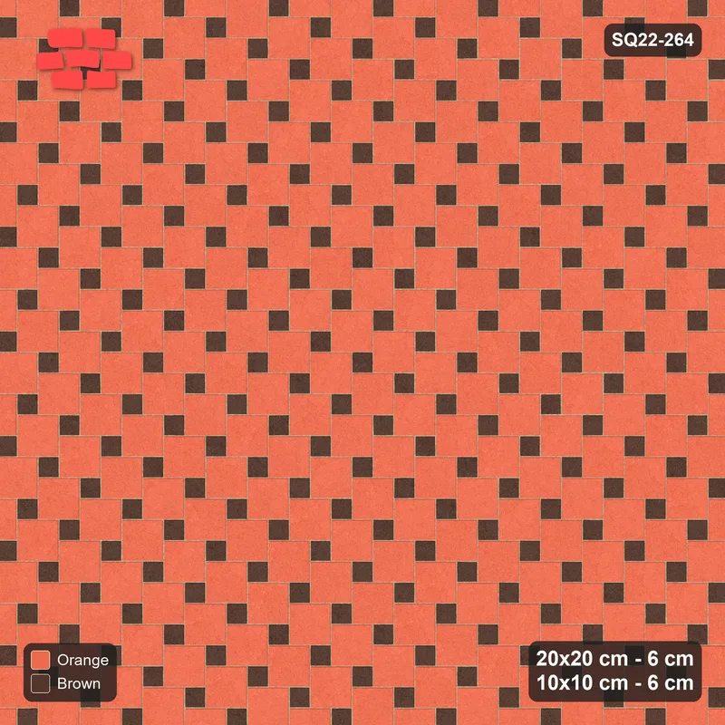 Interlock (Pasco) 20x20 cm · SQ22-264 · Offset Lattice, Solid Squares - Burnt Clay · Top view