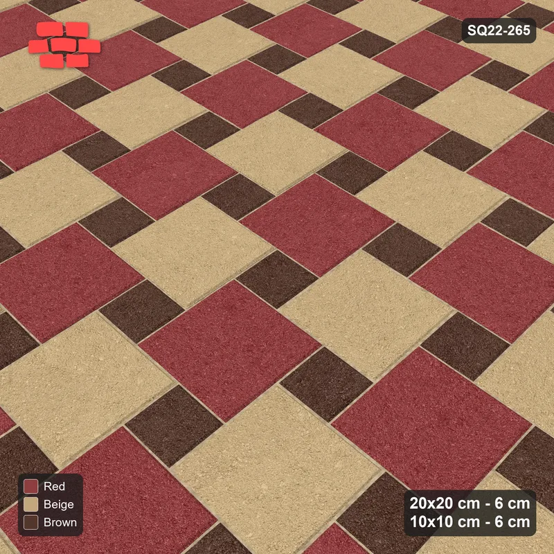 Interlock (Pasco) 20x20 cm · SQ22-265 · Offset Lattice, Alternating Squares - Tuscany · Side view