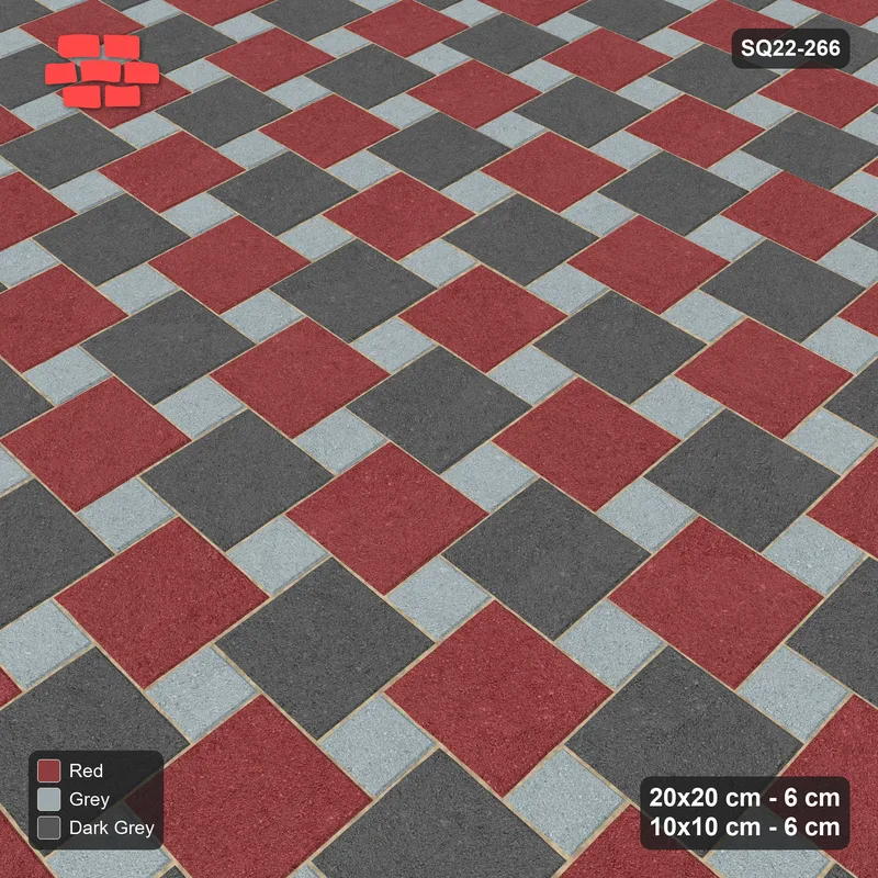 Interlock (Pasco) 20x20 cm · SQ22-266 · Offset Lattice, Alternating Squares, Kerb Frame · Side view