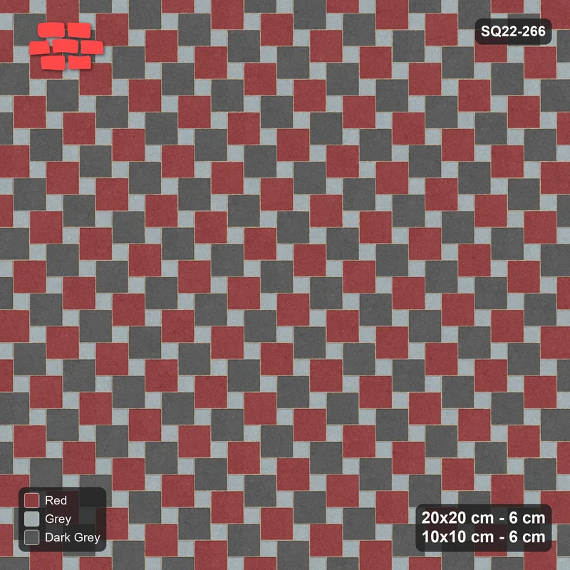 Interlock (Pasco) 20x20 cm · SQ22-266 · Offset Lattice, Alternating Squares, Kerb Frame · Top view