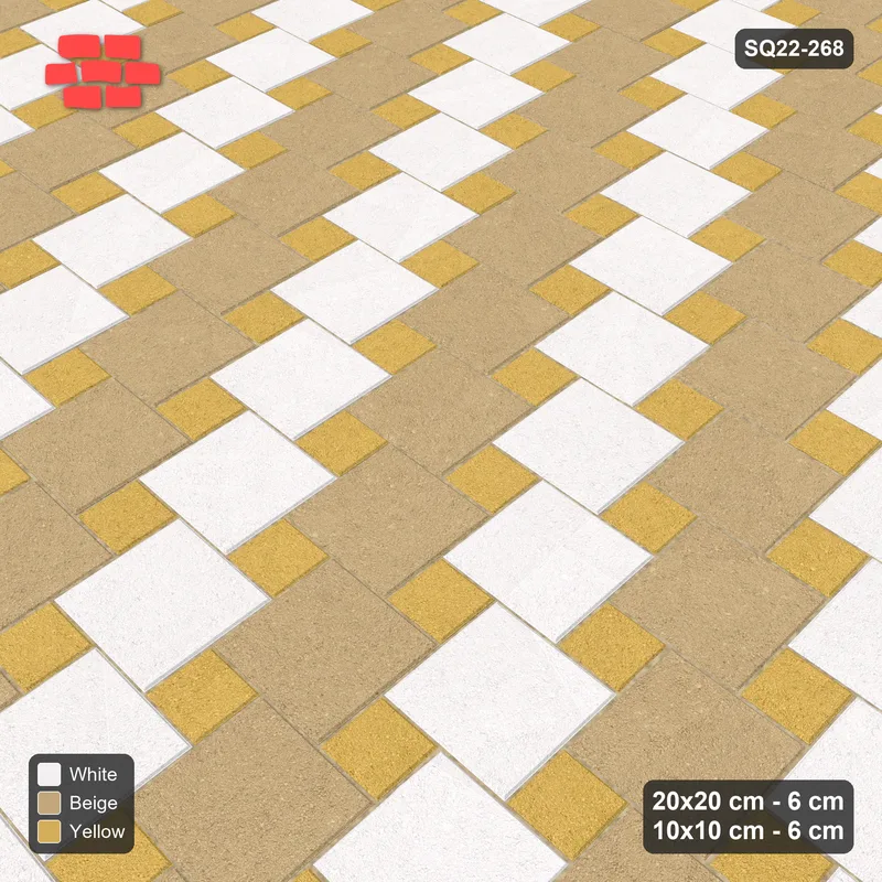 Interlock (Pasco) 20x20 cm · SQ22-268 · Offset Lattice, Diagonal Stripes - Golden Sand · Side view