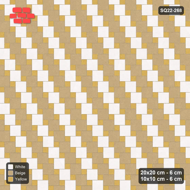 Interlock (Pasco) 20x20 cm · SQ22-268 · Offset Lattice, Diagonal Stripes - Golden Sand · Top view