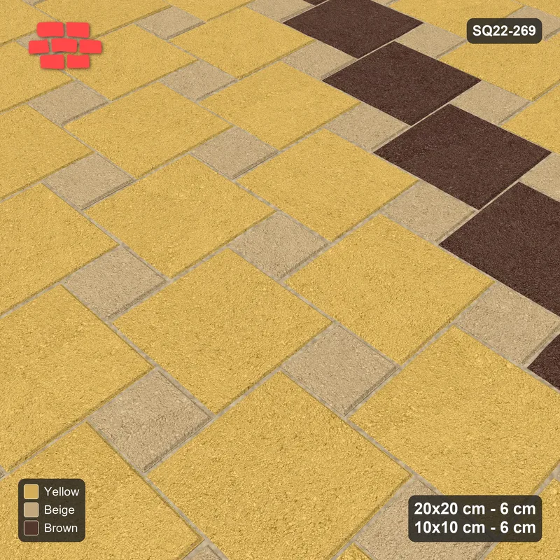 Interlock (Pasco) 20x20 cm · SQ22-269 · Offset Lattice, Feature Bands - Harvest Gold · Side view