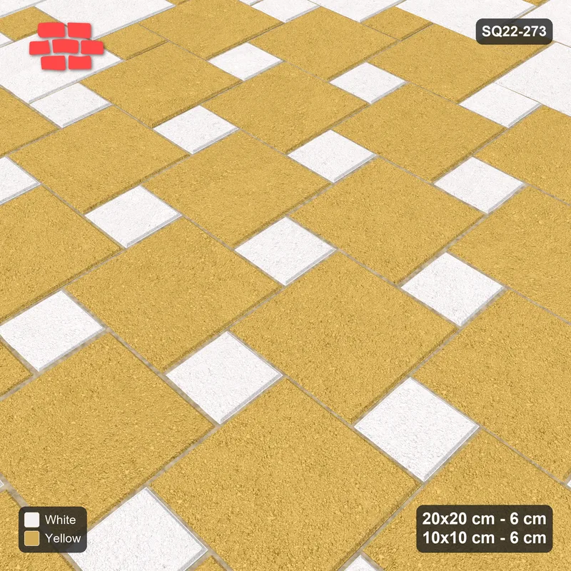 Interlock (Pasco) 20x20 cm · SQ22-273 · Offset Lattice, Centre Medallion - Ivory & Ochre · Side view