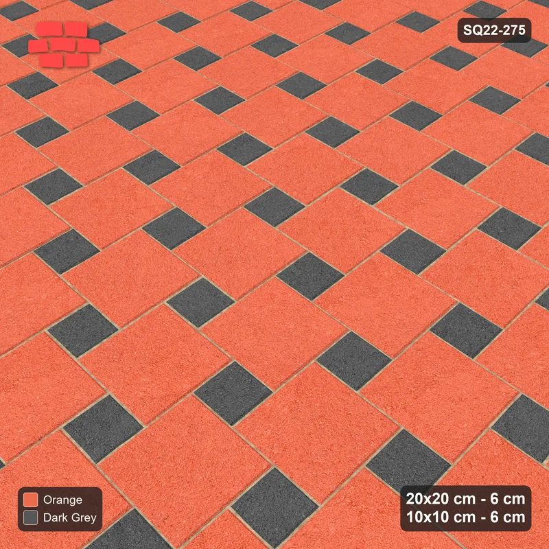 Interlock (Pasco) 20x20 cm · SQ22-275 · Offset Lattice, Solid Squares - Ember · Side view