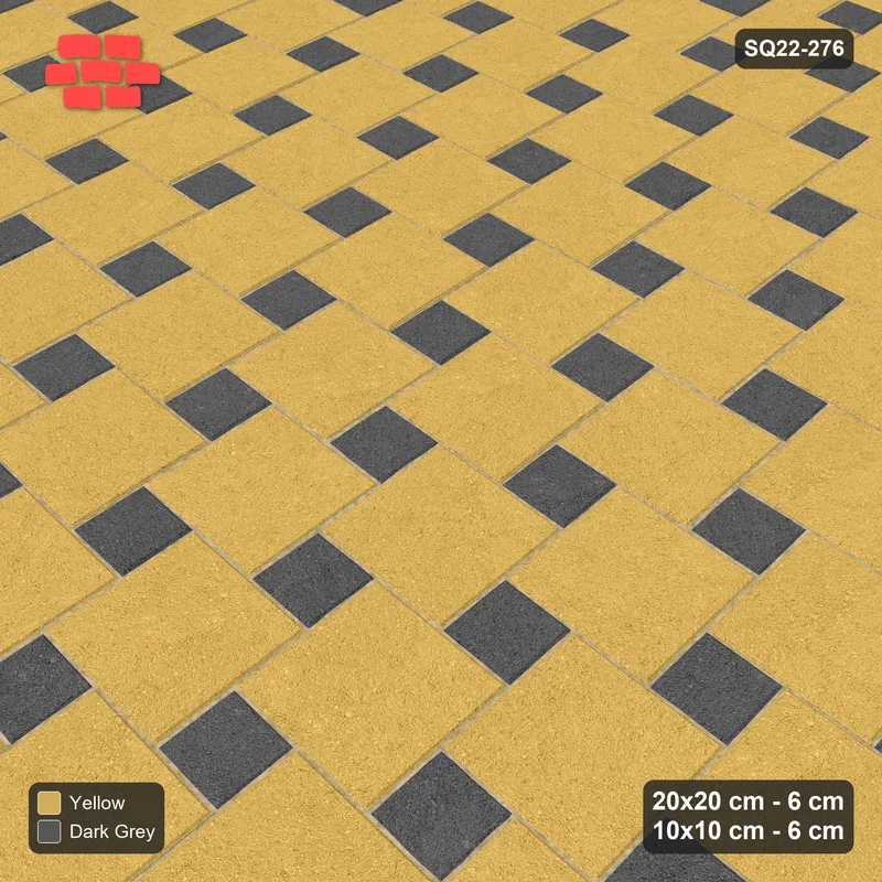Interlock (Pasco) 20x20 cm · SQ22-276 · Offset Lattice, Solid Squares - Mustard Slate · Side view