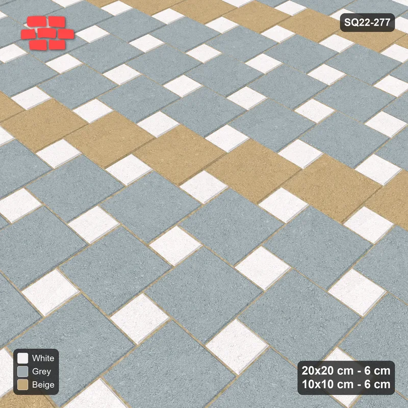 Interlock (Pasco) 20x20 cm · SQ22-277 · Offset Lattice, Feature Bands - Coastal · Side view