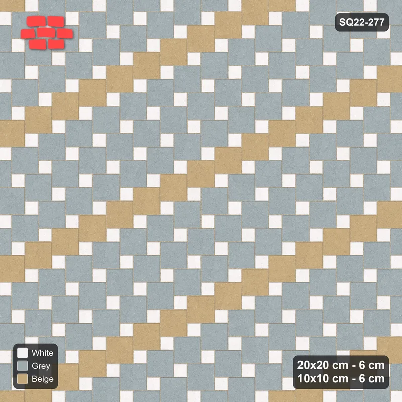 Interlock (Pasco) 20x20 cm · SQ22-277 · Offset Lattice, Feature Bands - Coastal · Top view