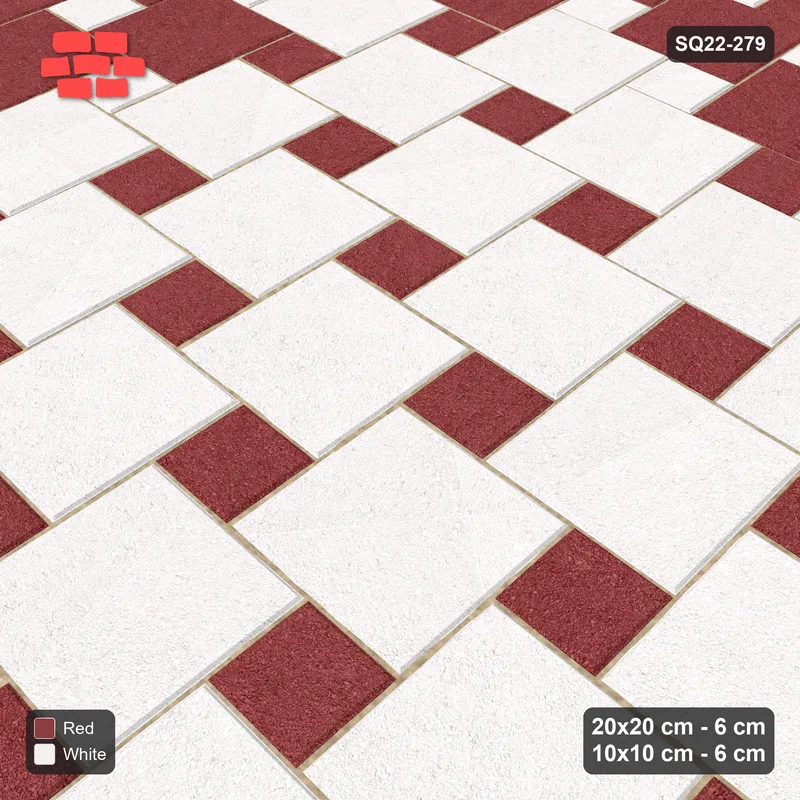 Interlock (Pasco) 20x20 cm · SQ22-279 · Offset Lattice, Centre Medallion - Burgundy & Ivory · Side view