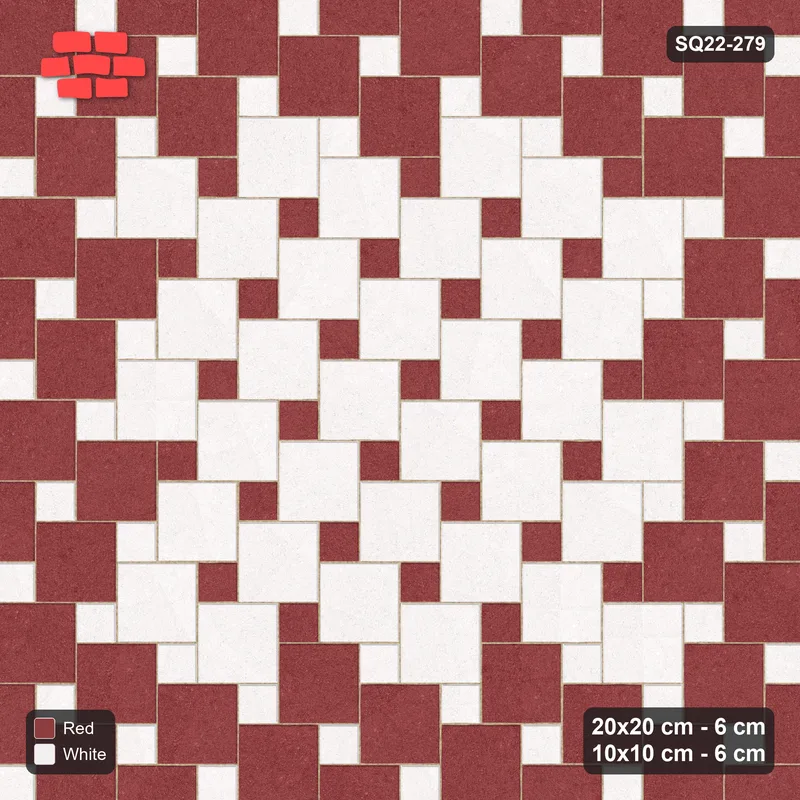 Interlock (Pasco) 20x20 cm · SQ22-279 · Offset Lattice, Centre Medallion - Burgundy & Ivory · Top view