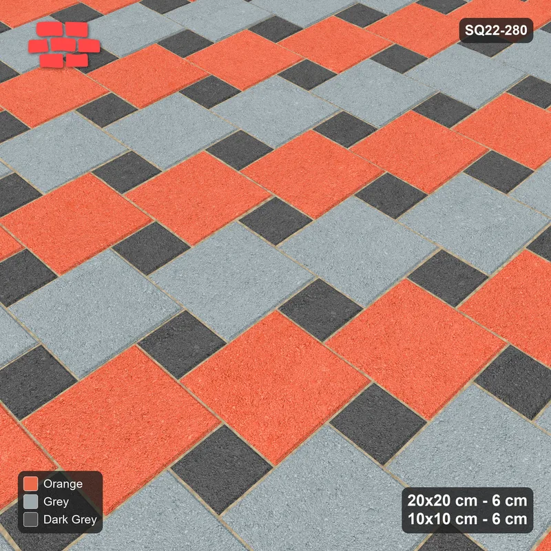 Interlock (Pasco) 20x20 cm · SQ22-280 · Offset Lattice, Diagonal Stripes - Sunset Slate · Side view