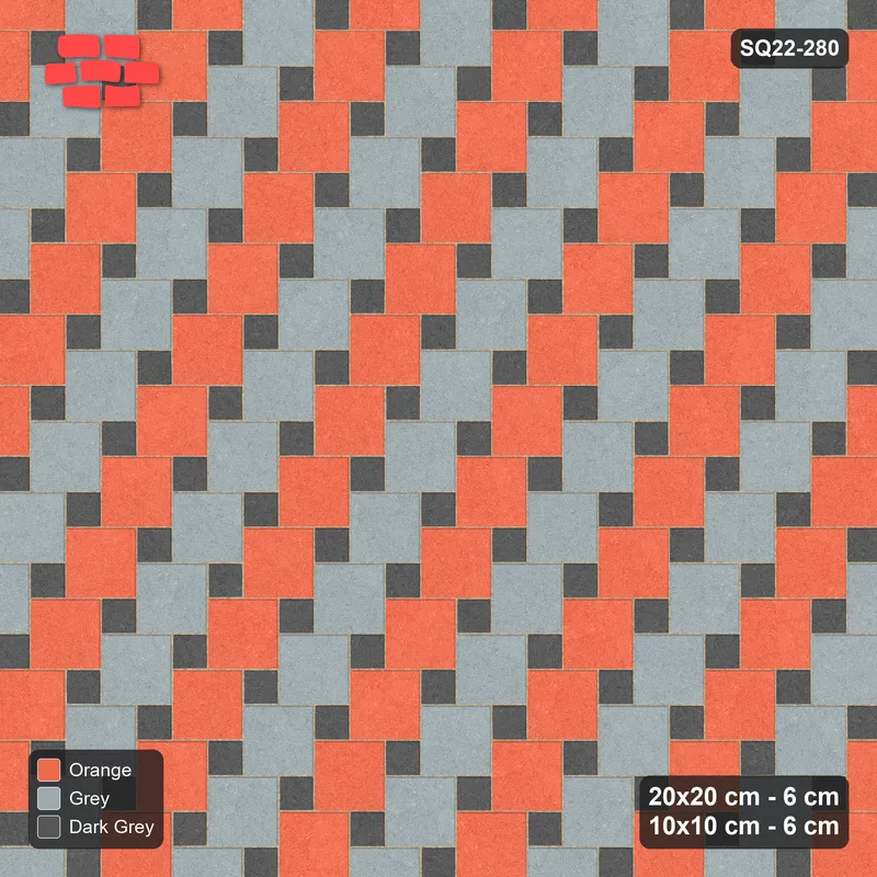 Interlock (Pasco) 20x20 cm · SQ22-280 · Offset Lattice, Diagonal Stripes - Sunset Slate · Top view