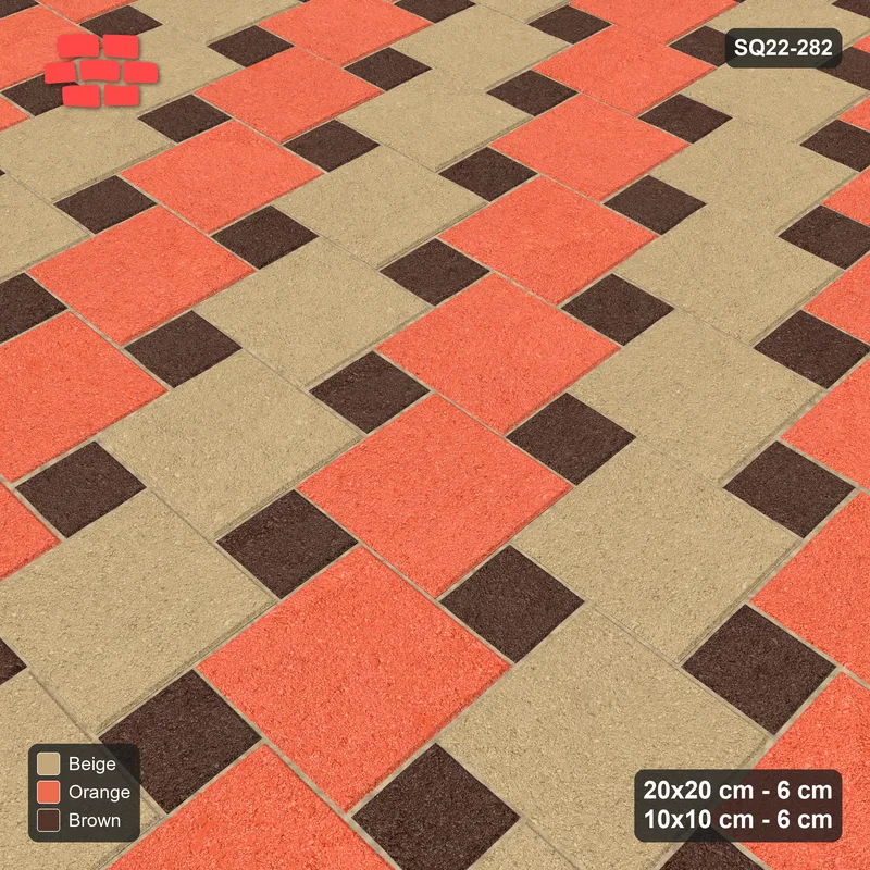 Interlock (Pasco) 20x20 cm · SQ22-282 · Offset Lattice, Diagonal Stripes, Kerb Frame - Autumn · Side view