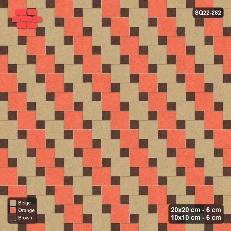 Interlock (Pasco) 20x20 cm · SQ22-282 · Offset Lattice, Diagonal Stripes, Kerb Frame - Autumn · Top view