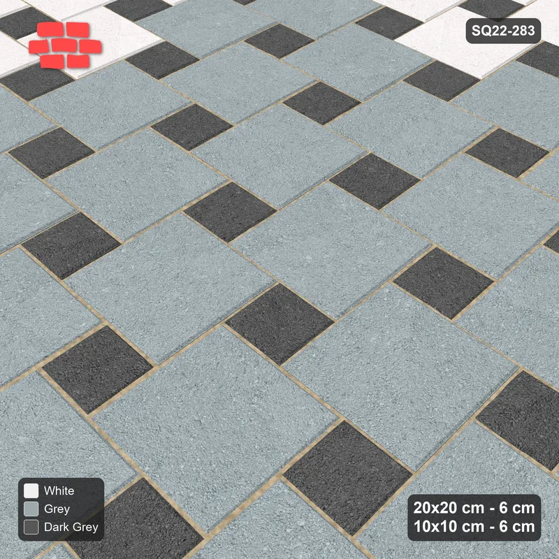 Interlock (Pasco) 20x20 cm · SQ22-283 · Offset Lattice, Centre Medallion - Monochrome · Side view