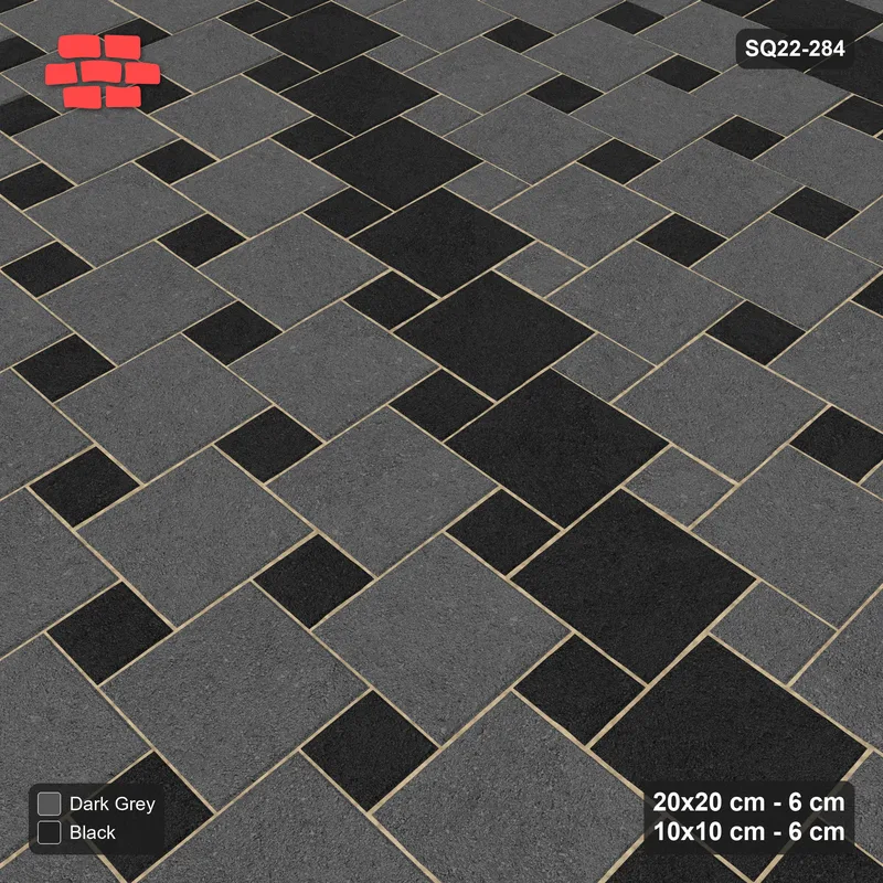 Interlock (Pasco) 20x20 cm · SQ22-284 · Offset Lattice, Banded Squares - Night Sky · Side view
