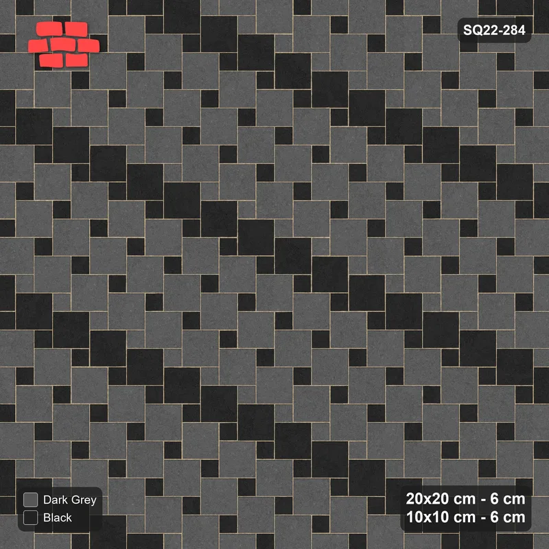Interlock (Pasco) 20x20 cm · SQ22-284 · Offset Lattice, Banded Squares - Night Sky · Top view