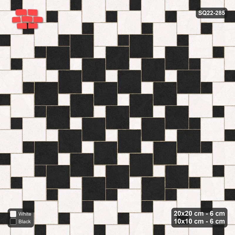 Interlock (Pasco) 20x20 cm · SQ22-285 · Offset Lattice, Centre Medallion - Contrast, 200 cm · Top view