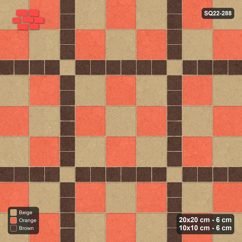 Interlock (Pasco) 20x20 cm · SQ22-288 · Checker Panels 3x3 with 10x10 Grid Lines, Light Crossings · Top view