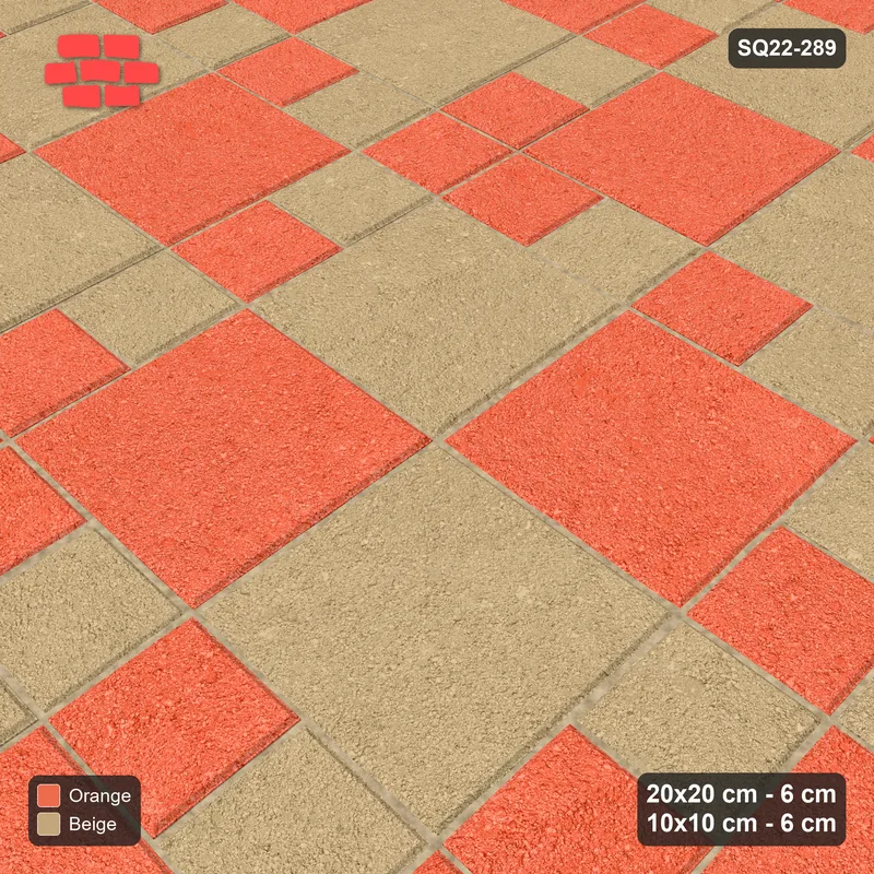 Interlock (Pasco) 20x20 cm · SQ22-289 · Checker Panels with 10x10 Grid and Border, Dashed Lines · Side view