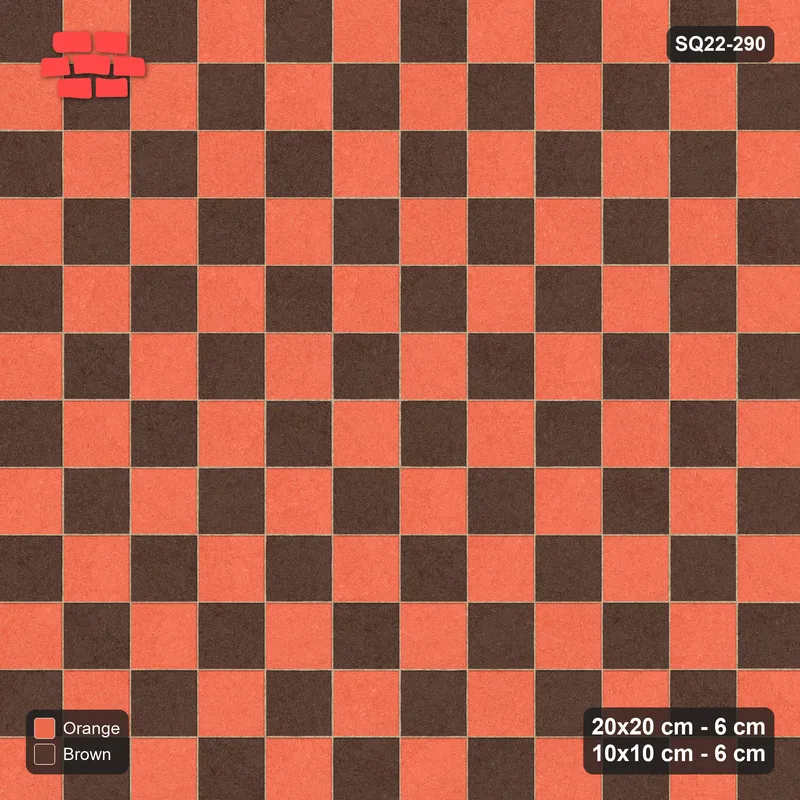 Interlock (Pasco) 20x20 cm · SQ22-290 · Checkerboard with 1-Course 10x10 Border, Ladder Lines · Top view
