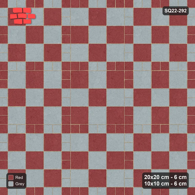 Interlock (Pasco) 20x20 cm · SQ22-292 · Checker Panels 3x3 with 10x10 Grid Lines, Ladder Lines · Top view