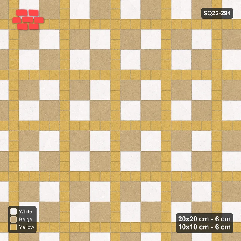 Interlock (Pasco) 20x20 cm · SQ22-294 · Checker Panels 2x2 with 10x10 Grid Lines, Accent Lines · Top view
