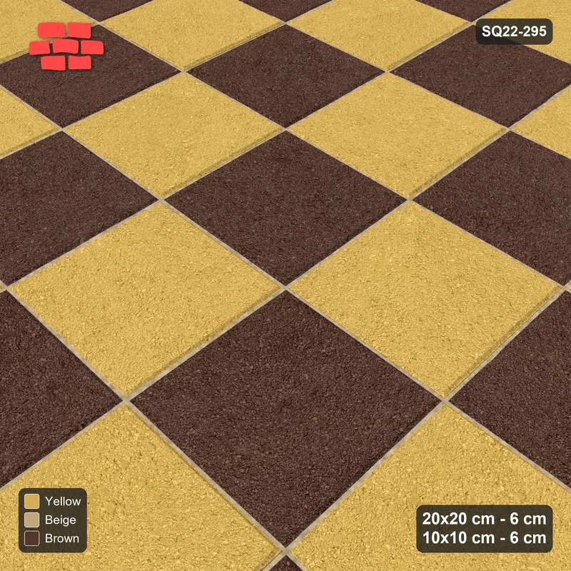 Interlock (Pasco) 20x20 cm · SQ22-295 · Checkerboard with 2-Course 10x10 Border, Dashed Accent Lines · Side view