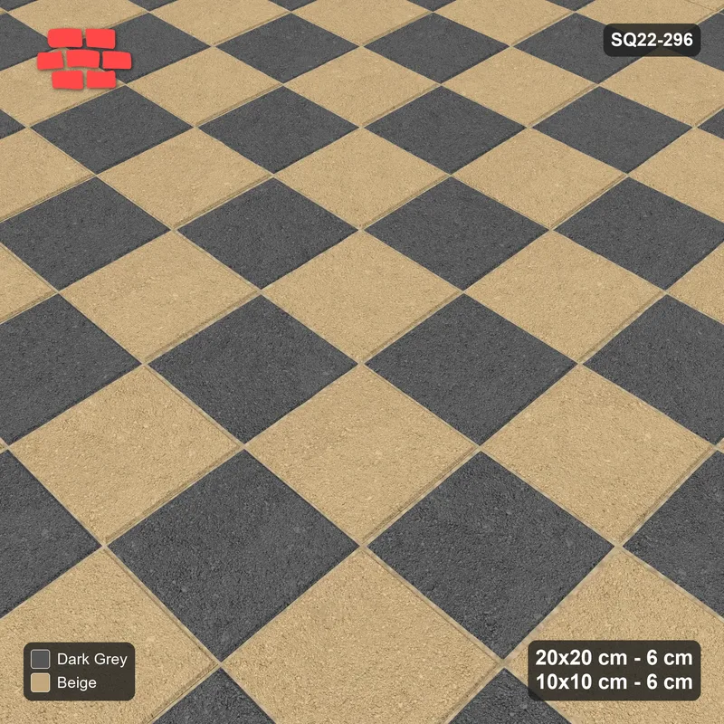 Interlock (Pasco) 20x20 cm · SQ22-296 · Checkerboard with 1-Course 10x10 Border, Dashed Lines · Side view
