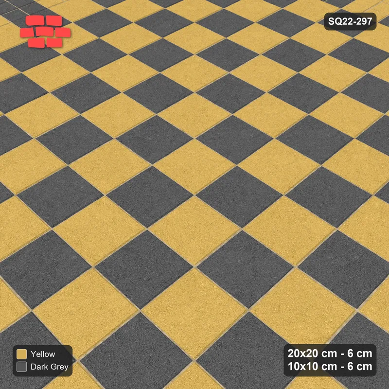 Interlock (Pasco) 20x20 cm · SQ22-297 · Checkerboard with 3-Course 10x10 Border, Ladder Lines · Side view