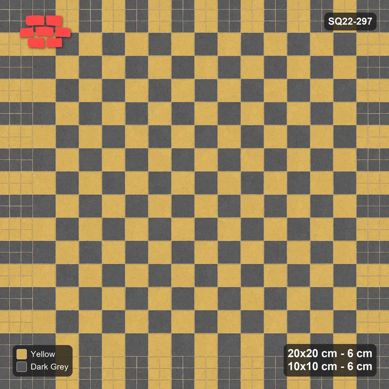 Interlock (Pasco) 20x20 cm · SQ22-297 · Checkerboard with 3-Course 10x10 Border, Ladder Lines · Top view